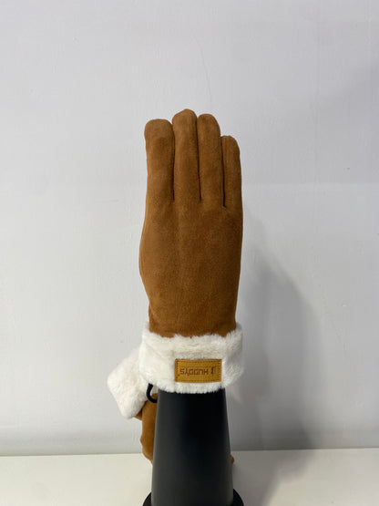 GW003 Woman Suede-like Material Gloves Chestnut