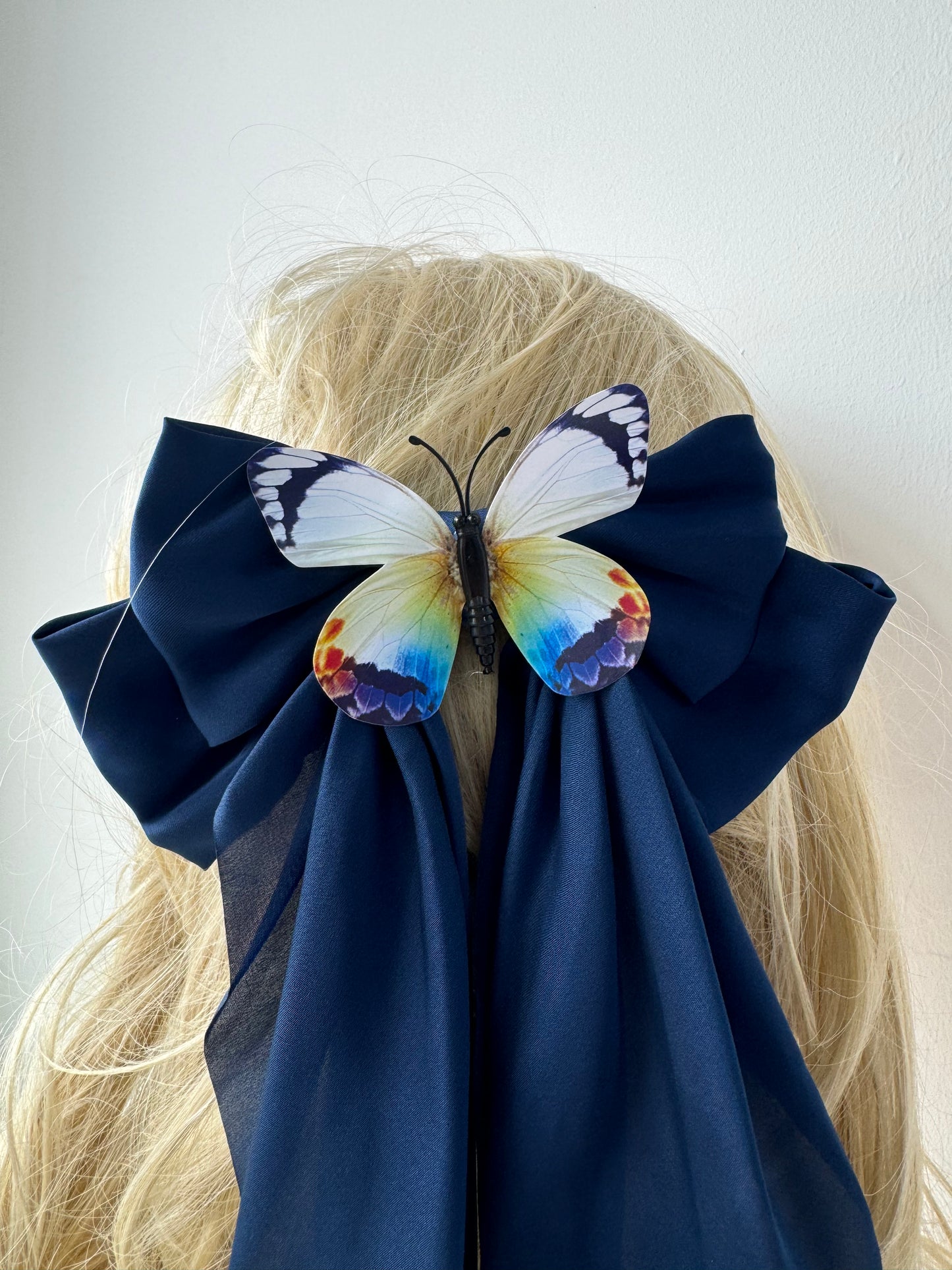 Navy Butterfly Hairbow