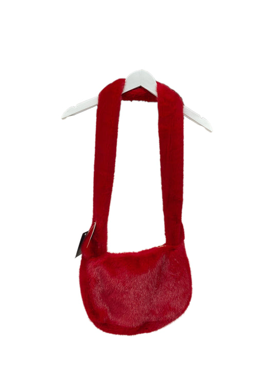 B702 Faux Fur Crossbody Bag Red