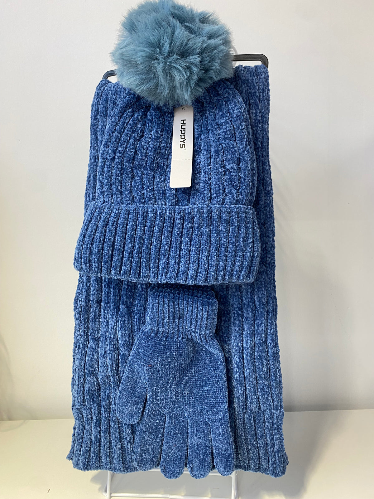 ST201 Chenille Beanie, Scarf & Gloves 3pcs Set Garnet
