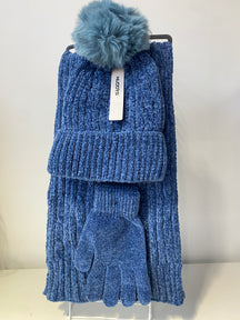 ST201 Chenille Beanie, Scarf & Gloves 3pcs Set Garnet