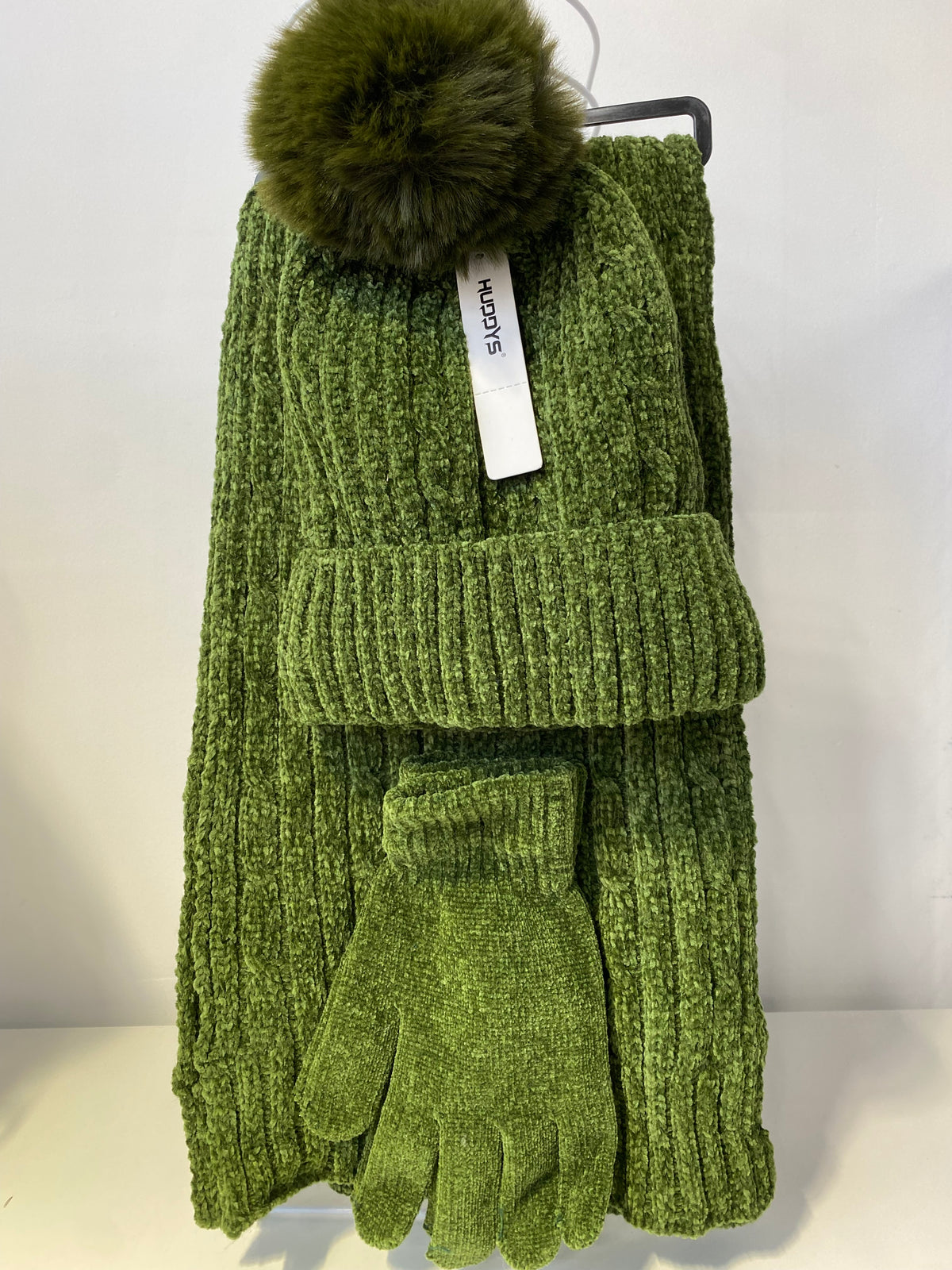 ST201 Chenille Beanie, Scarf & Gloves 3pcs Set Garnet