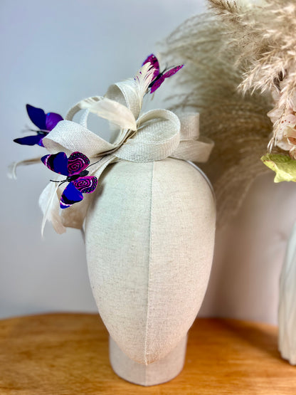 F0009 Customize Ivory with Purple butterfly