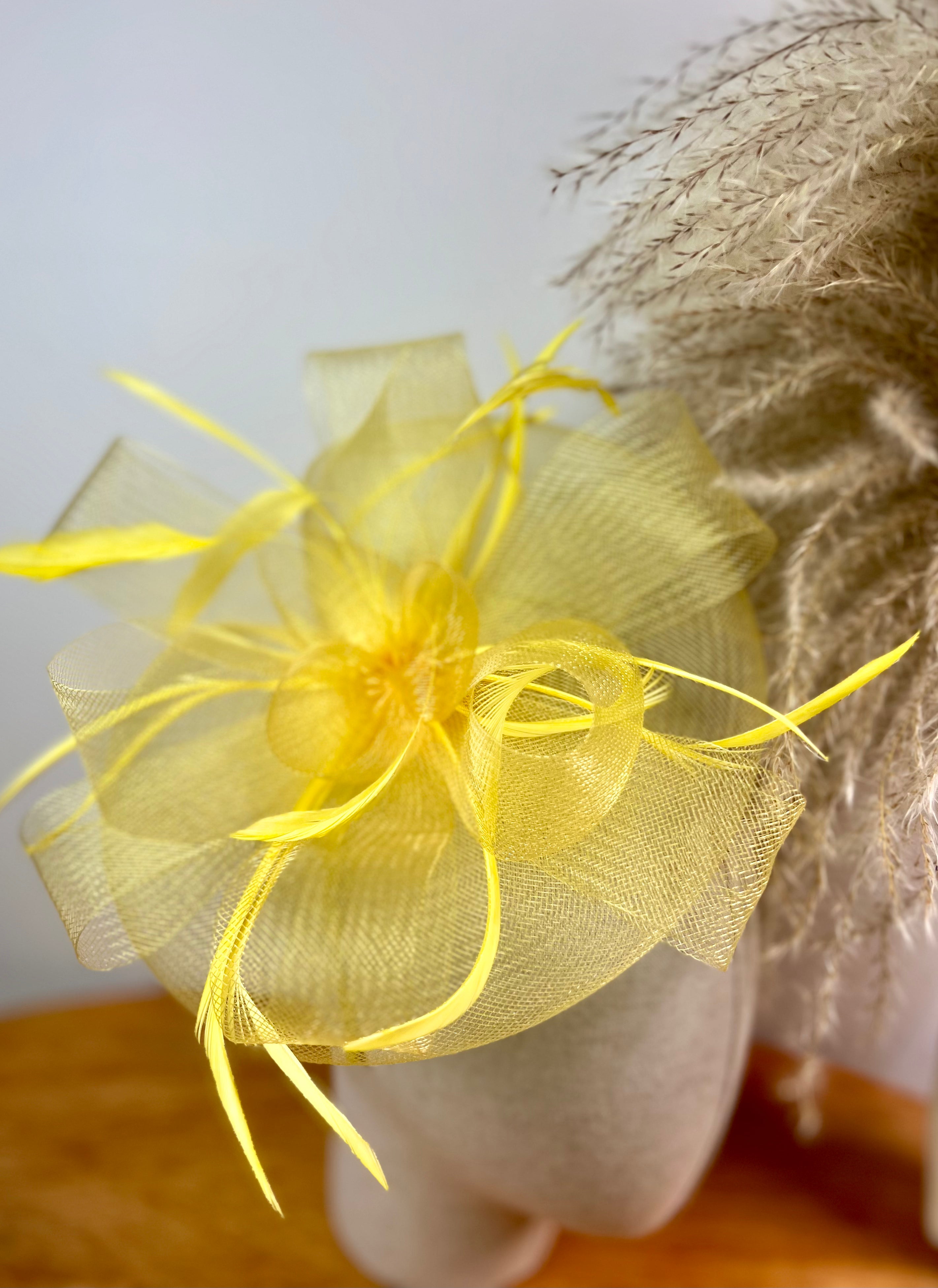 F Yellow Fascinator Hat