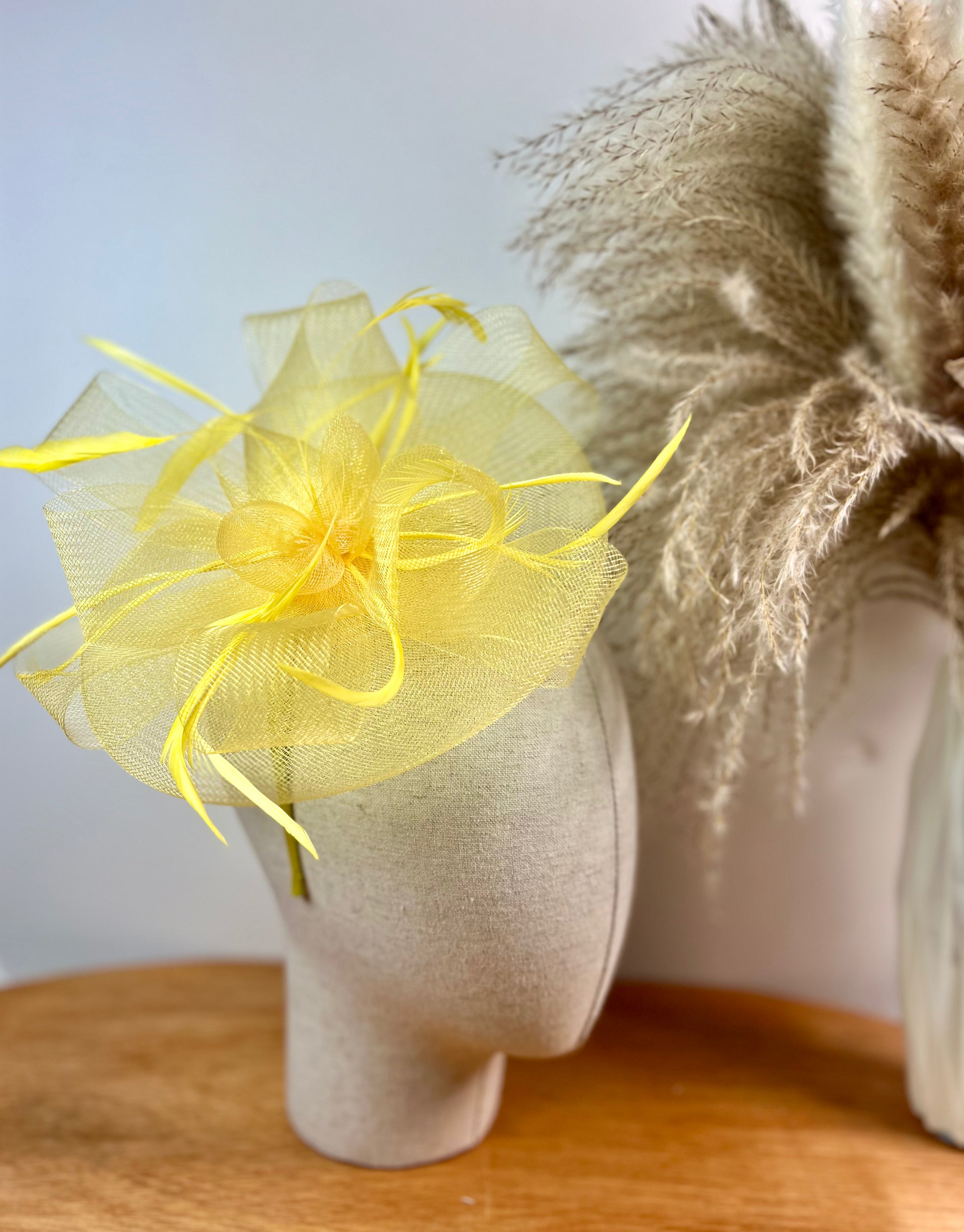 F Yellow Fascinator Hat