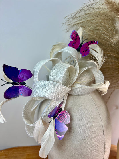 F0009 Customize Ivory with Purple butterfly