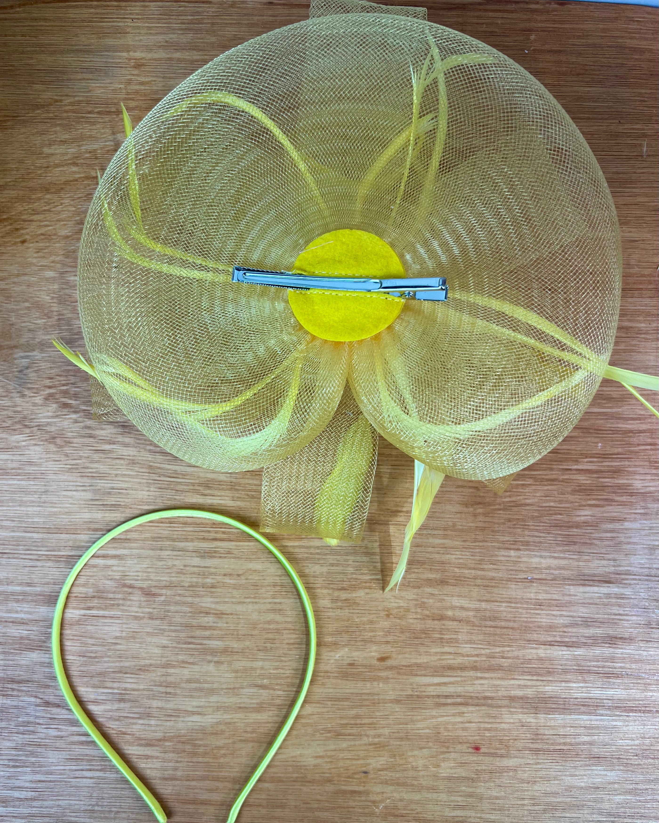 F Yellow Fascinator Hat