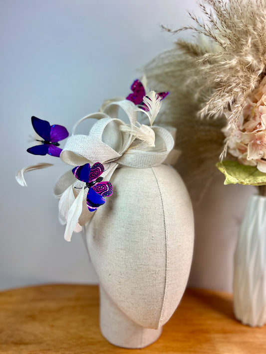 F0009 Customize Ivory with Purple butterfly
