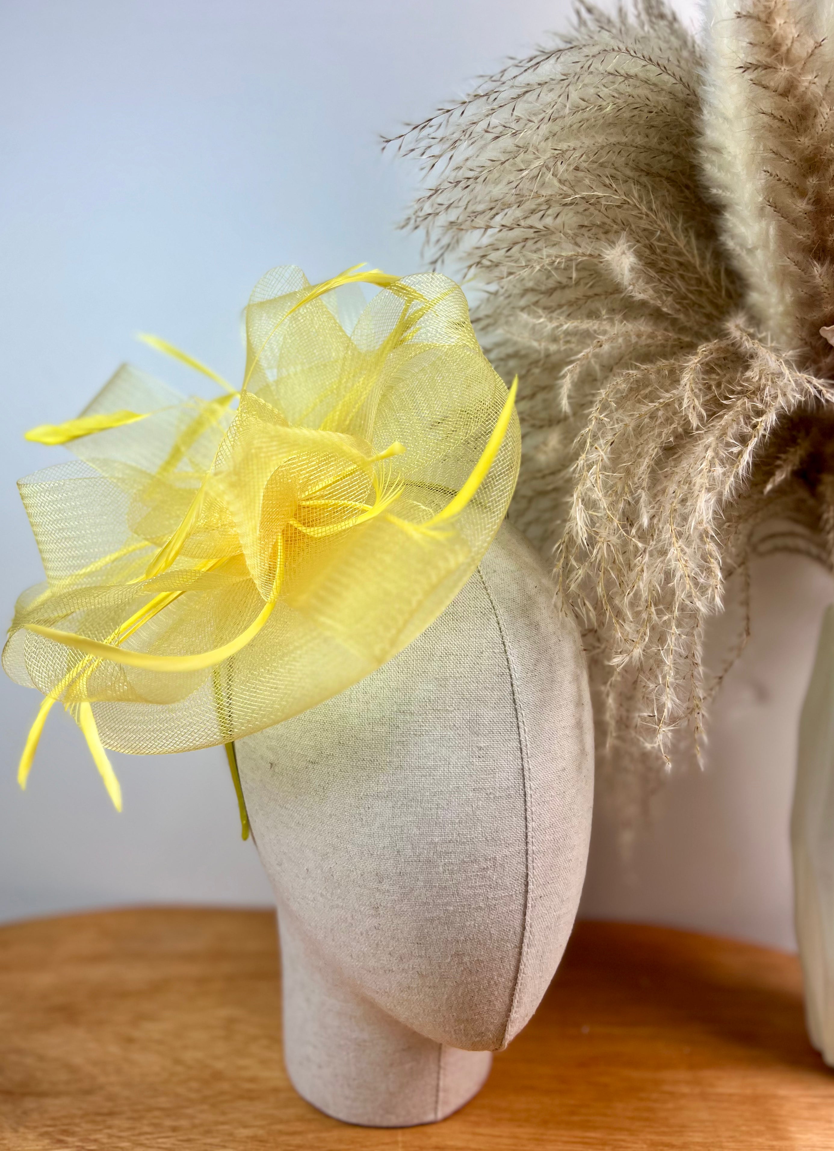 F Yellow Fascinator Hat