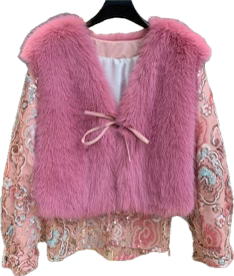 C818 Pink Sequin Coat
