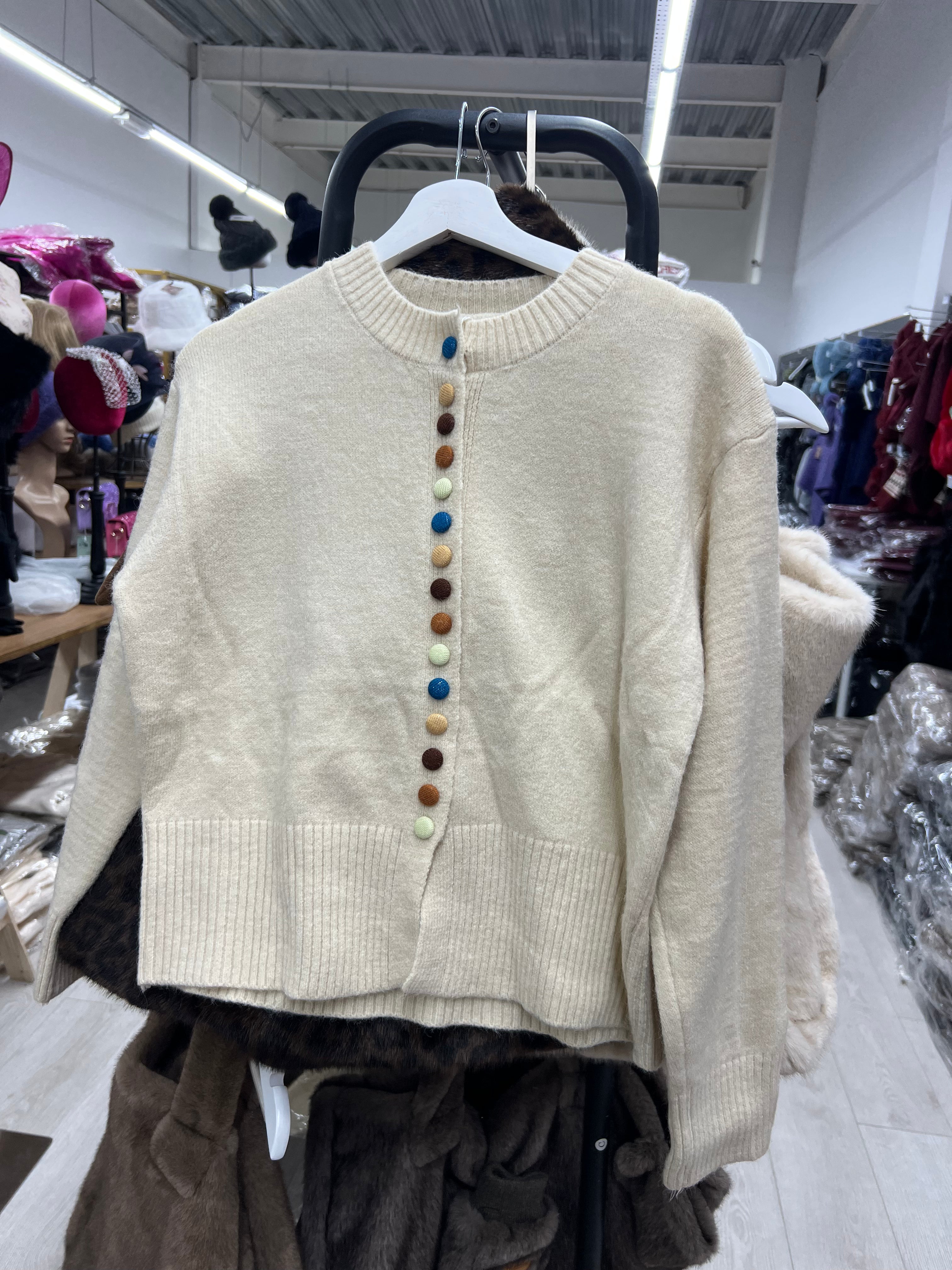CG1047 Coloured Buttons Cardigan