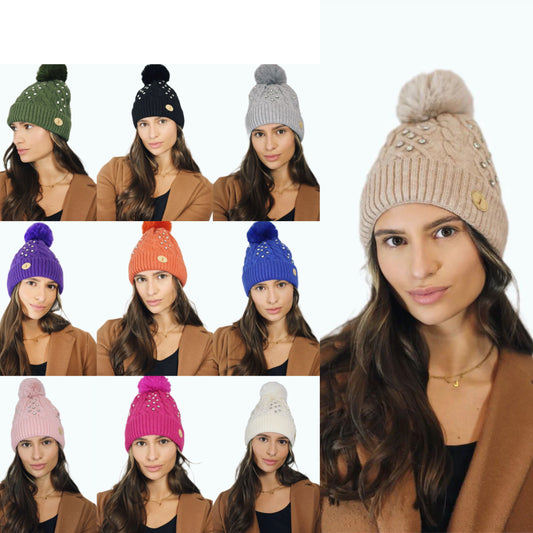 H00423 10pcs mixed colour Glitter Pom Hat Pack