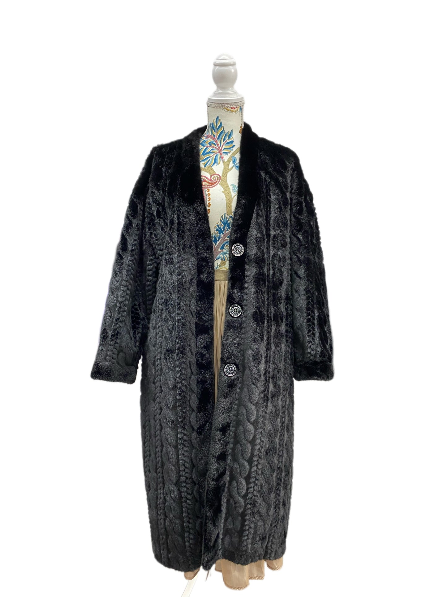 C802 One Size Fluffy Long Coat Black