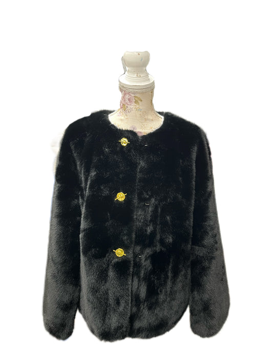 C810 One Size Fluffy Coat Black