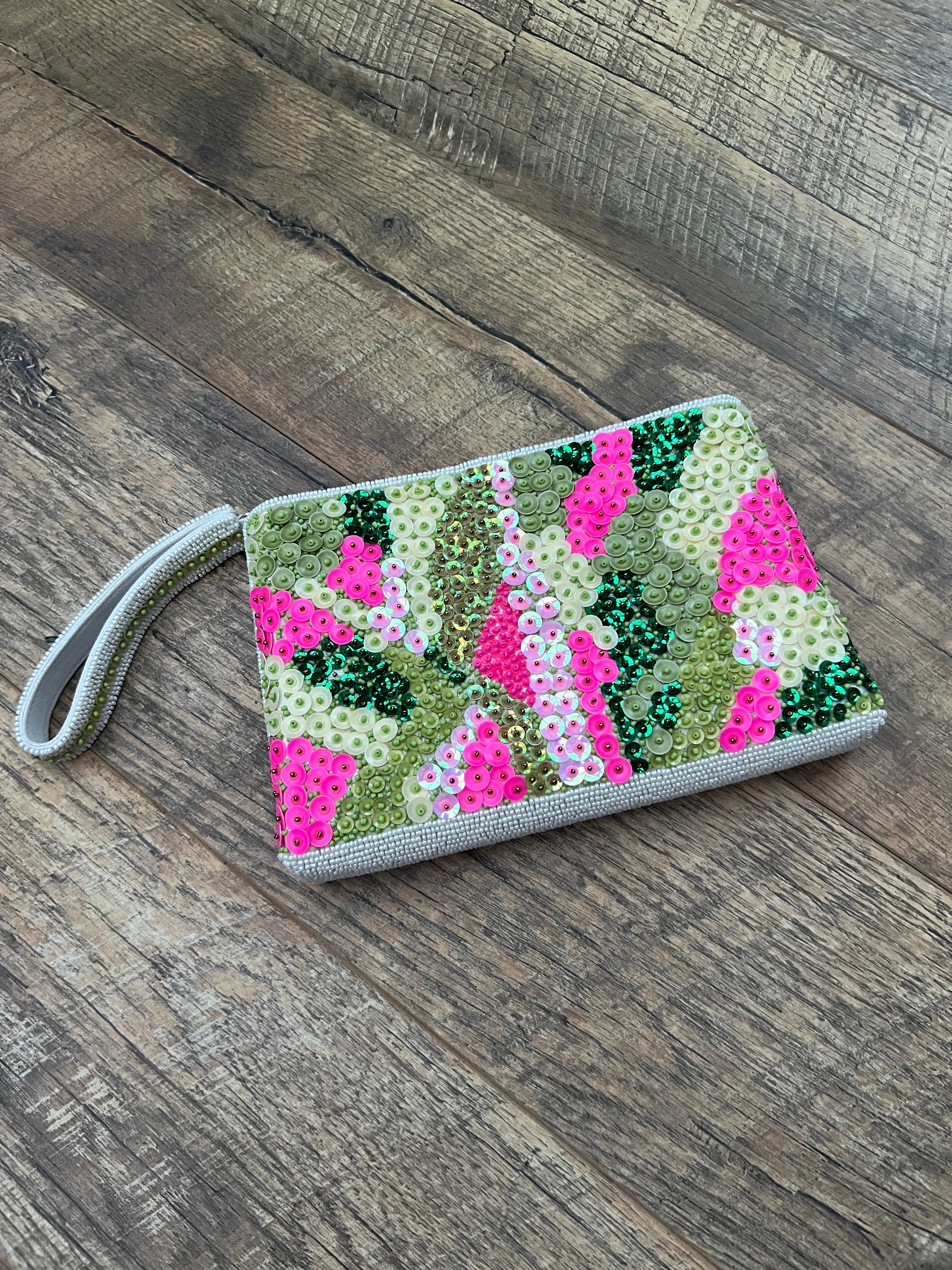 Canvas Beads Hand Made Clutch Bag