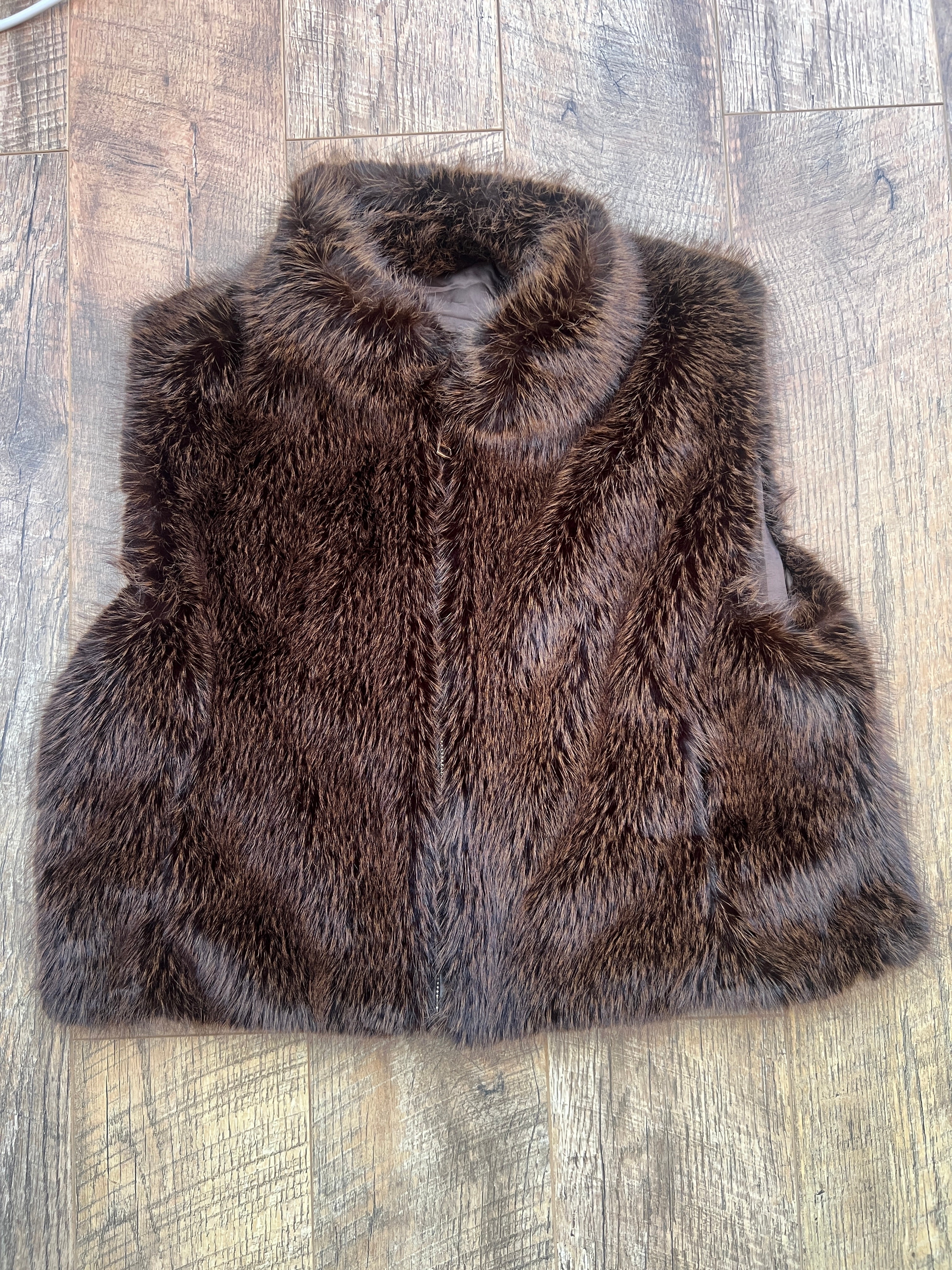 Faux Fur Vest Coat Medium Brown
