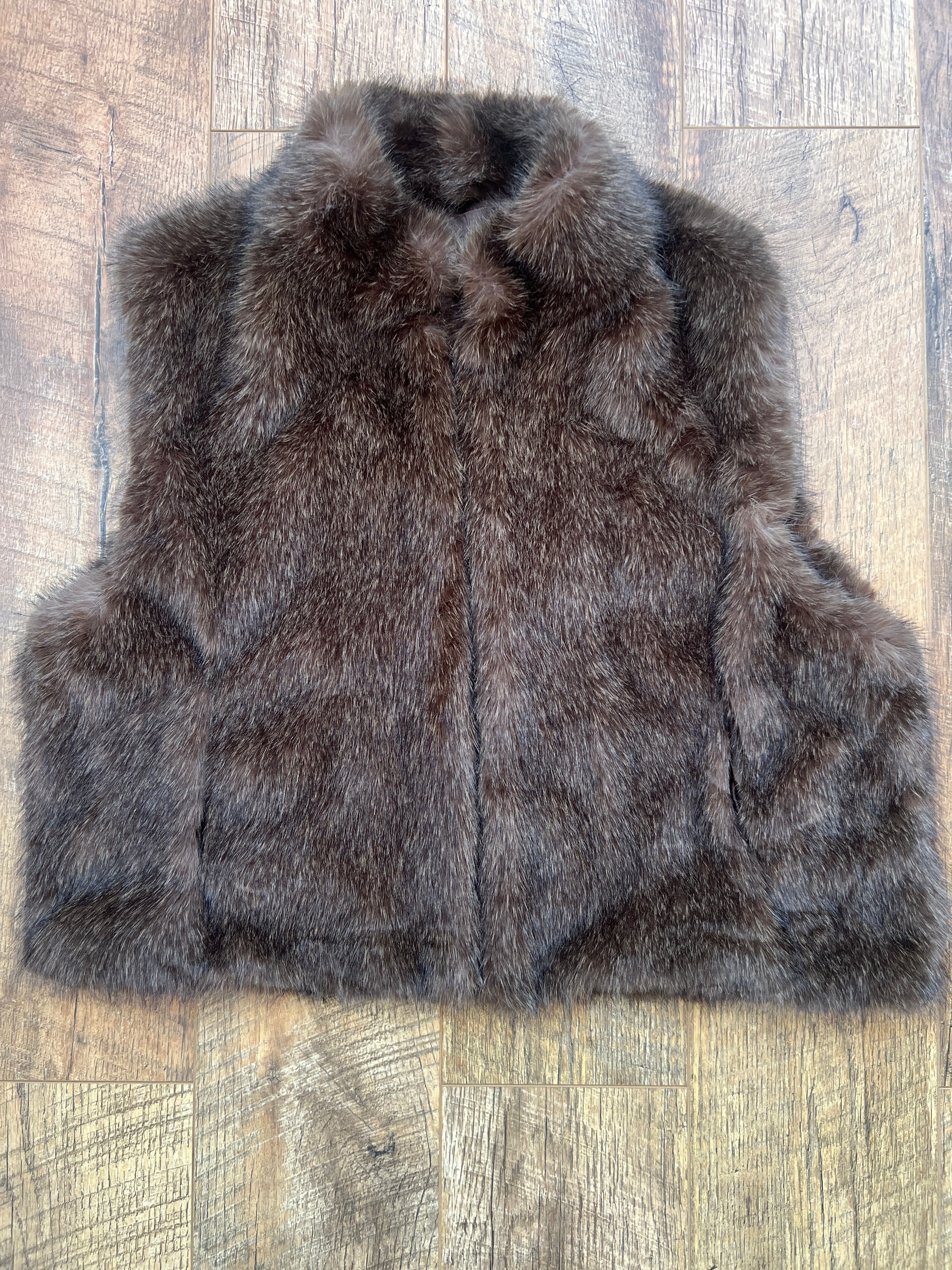 Faux Fur Vest Coat Khaki