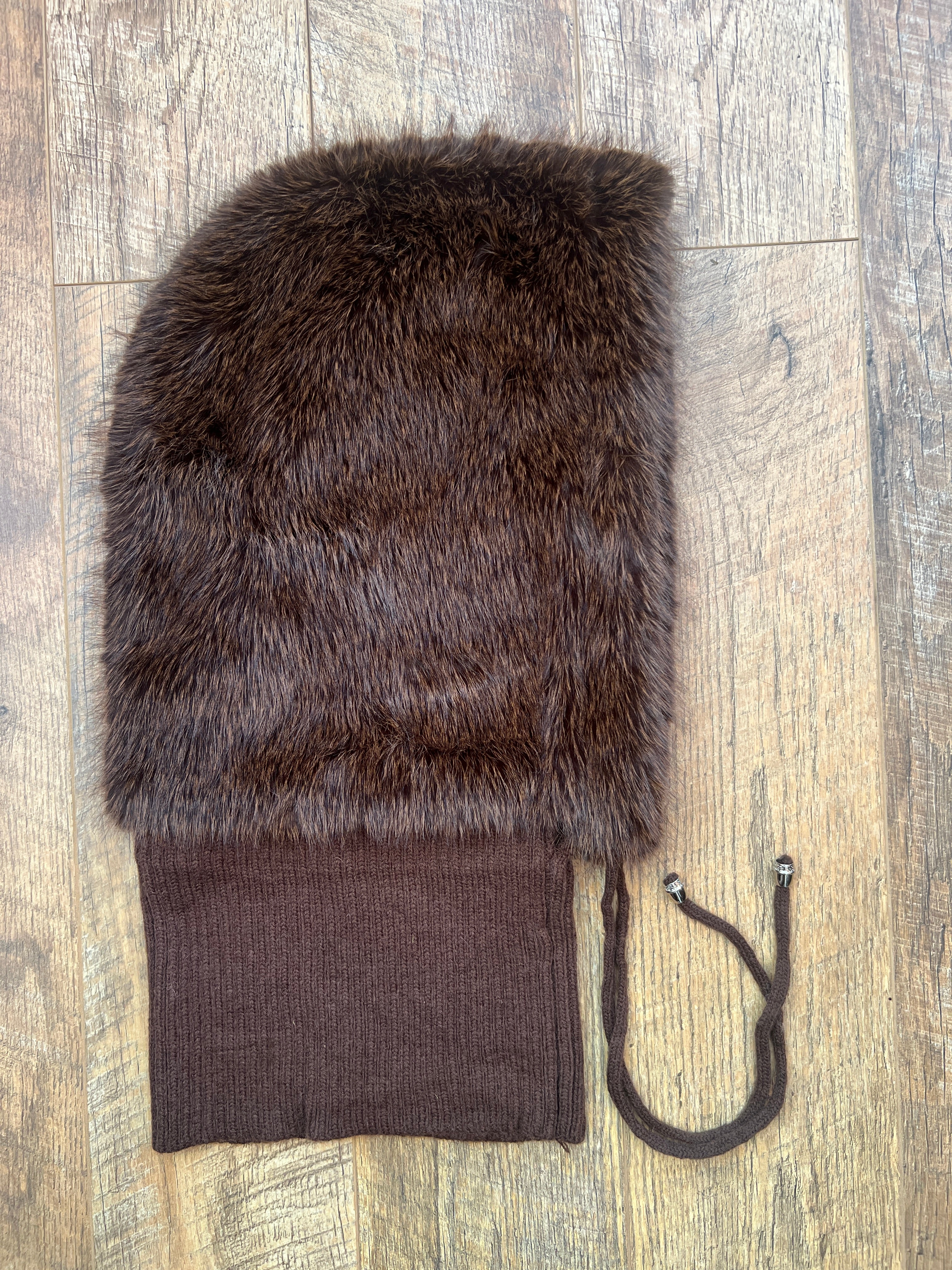 Scarf With Hat Medium Brown