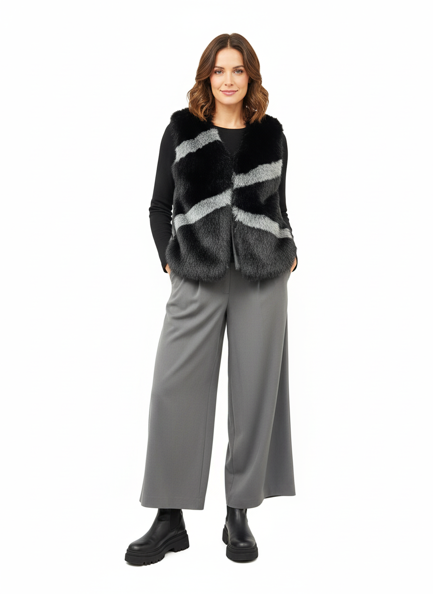 Vc814 Faux Fur Vest Coat