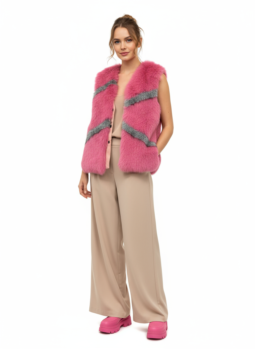 Vc814 Faux Fur Vest Coat