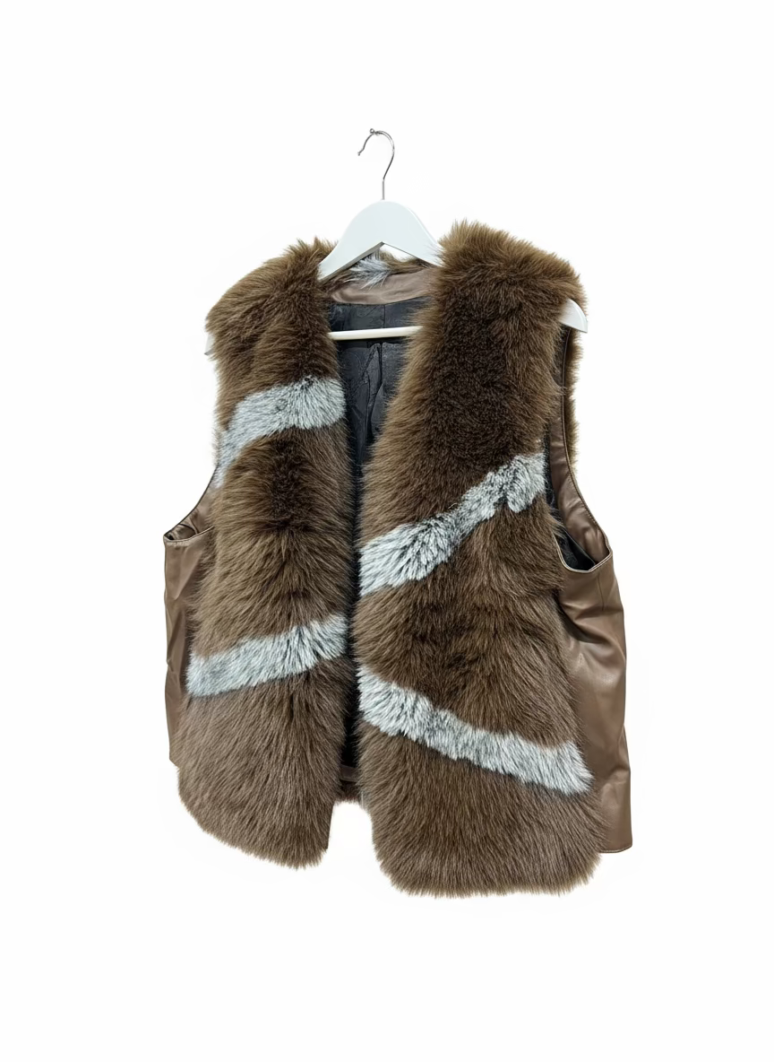Vc814 Faux Fur Vest Coat