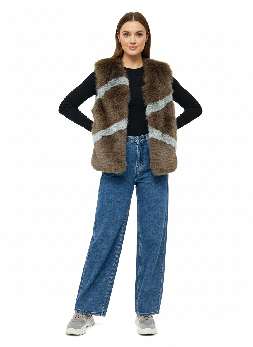 Vc814 Faux Fur Vest Coat