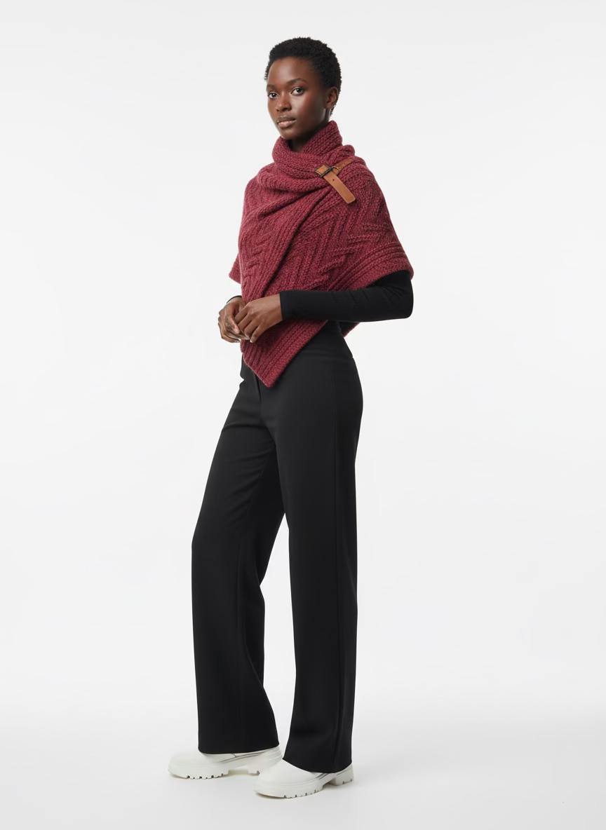 S406 Triangle Scarf with Buckle Detail