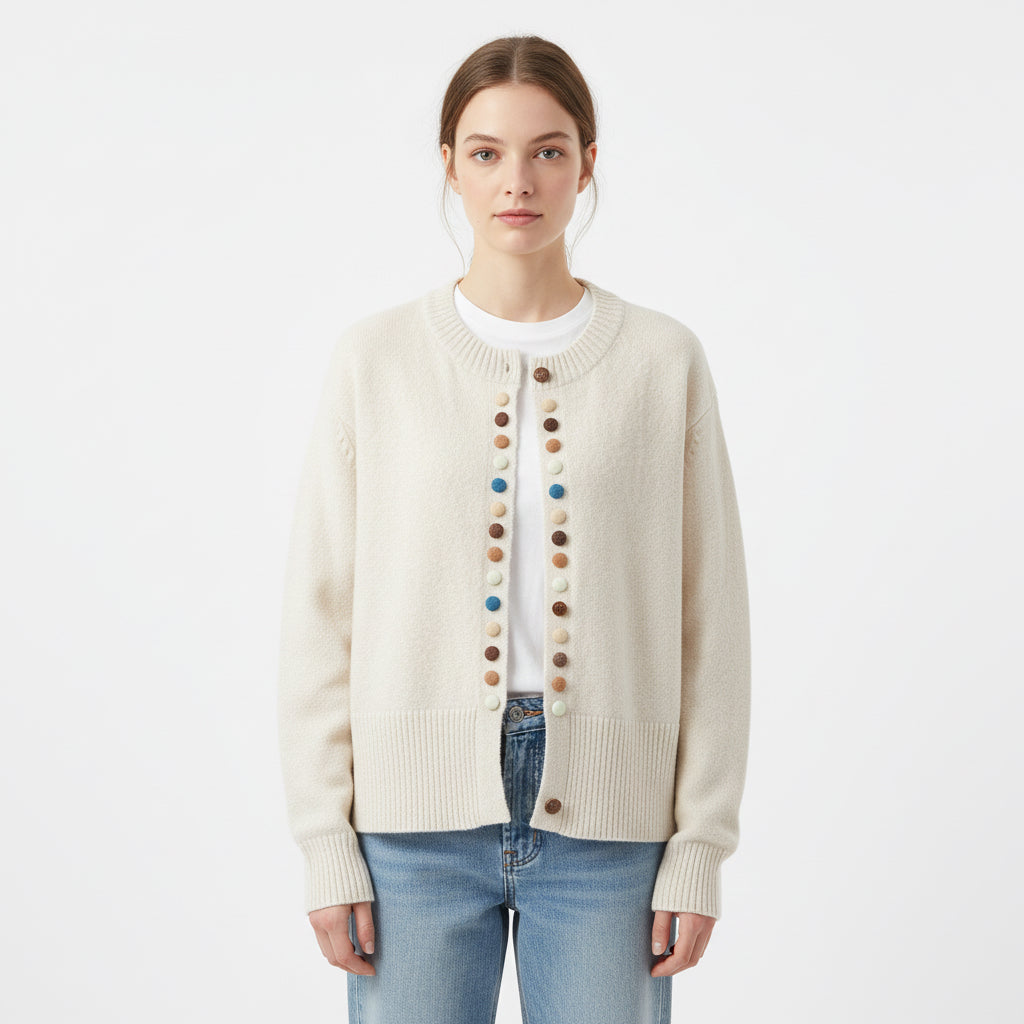 CG1047 Coloured Buttons Cardigan