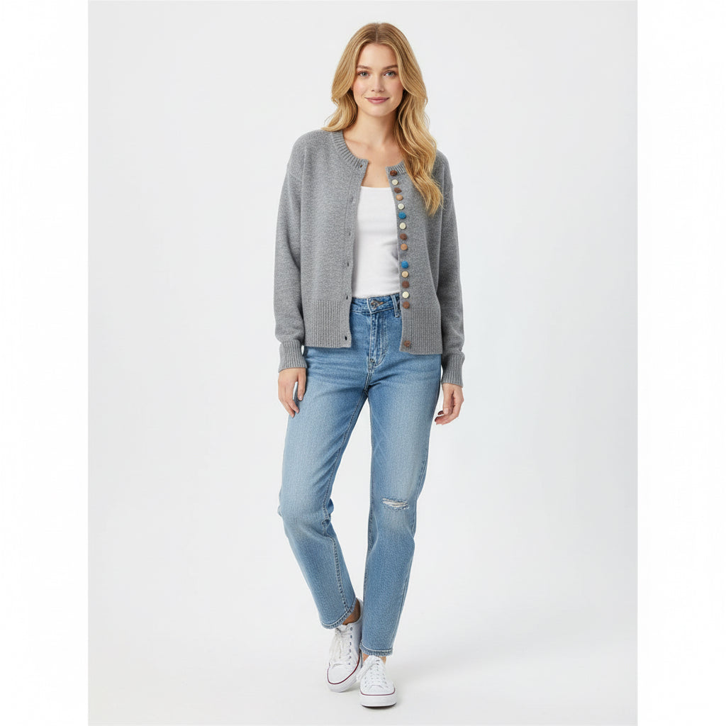 CG1047 Coloured Buttons Cardigan