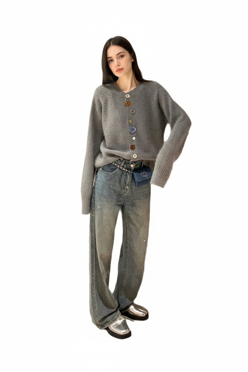 CG1052 Wonky Buttons Cardigan