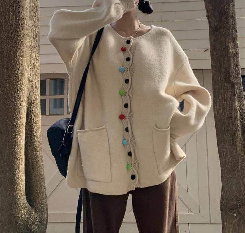 CG1056 Coloured Buttons Cardigan