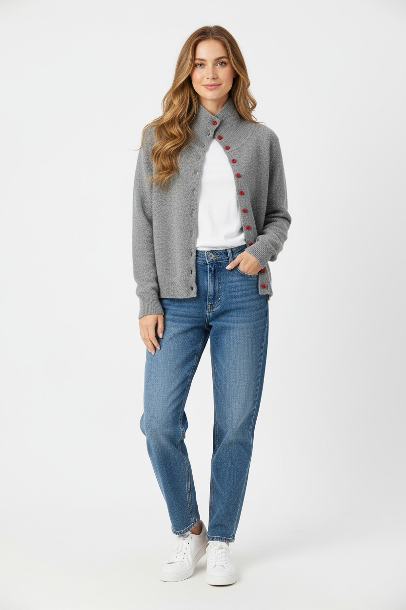 CG1054 Red Buttons Cardigan