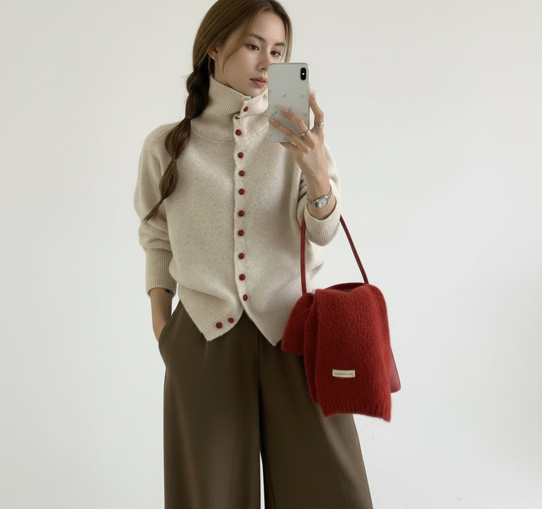 CG1054 Red Buttons Cardigan