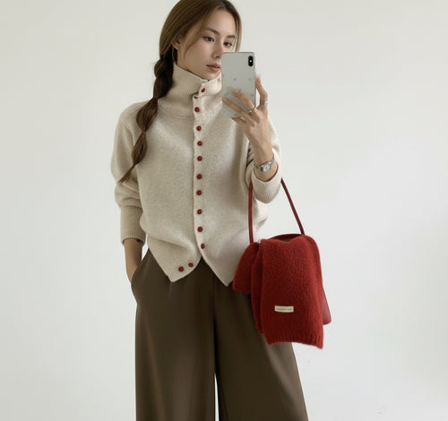 CG1054 Red Buttons Cardigan