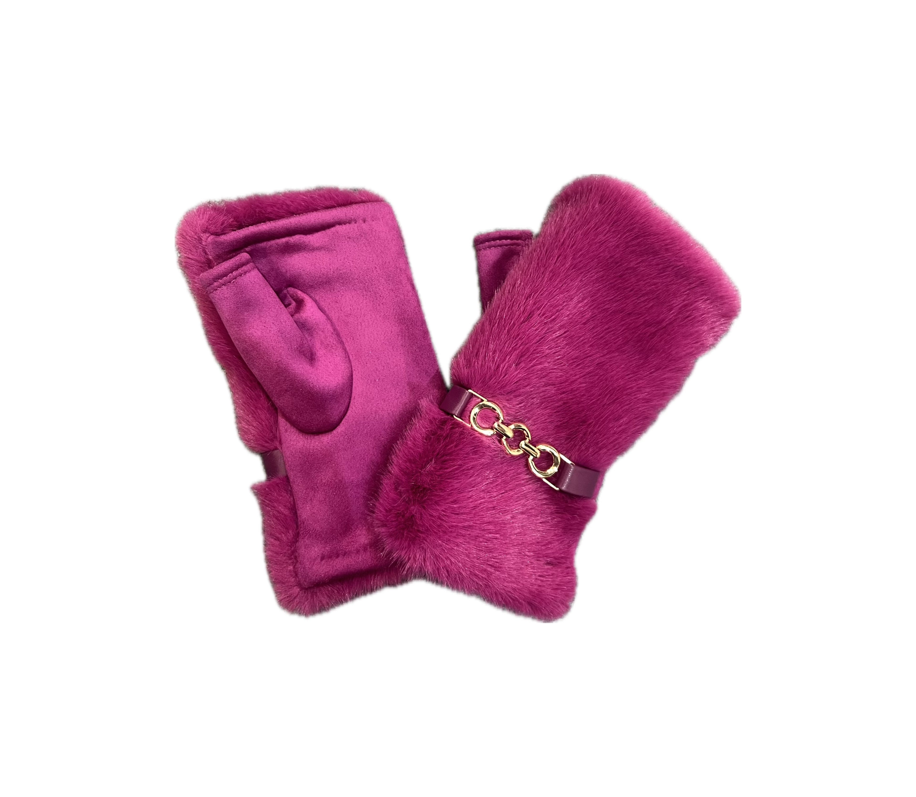 GW019 Faux Fur Fingerless Gloves