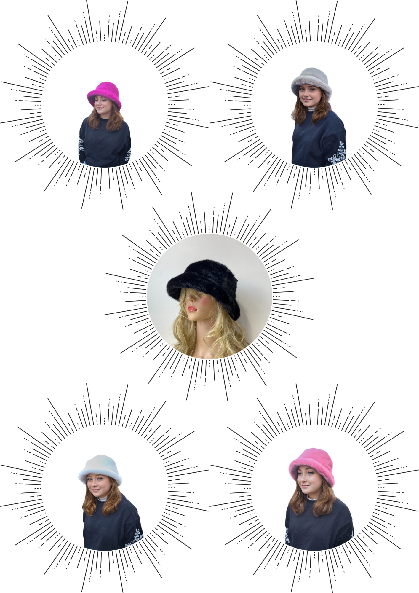 H504 ￡2 Minimalist Plush Bucket Hat Beige 12pcs mix pack