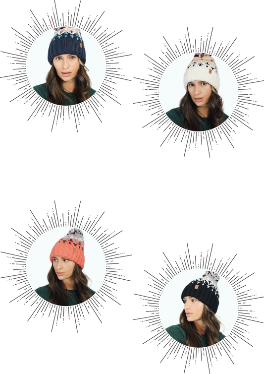 H00623 ￡2 Colourful Knit Pom Beanie 12pcs Mix Pack