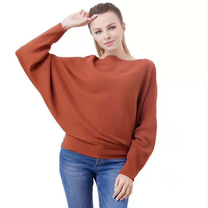 JR2005 Off Shoulder Sweater Rust