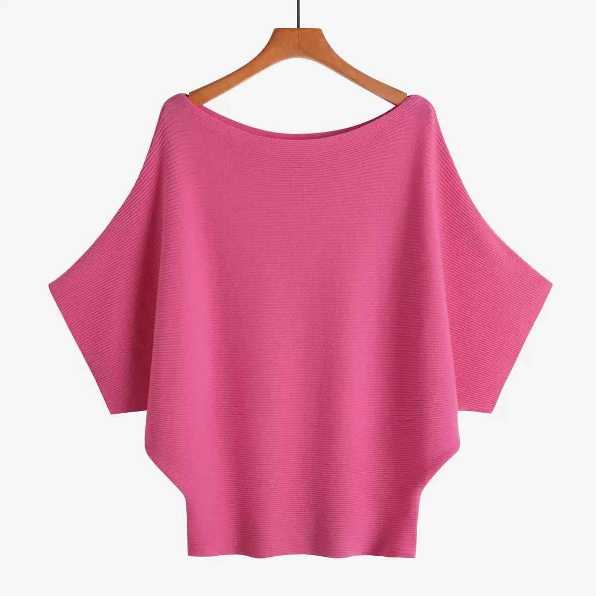 SR002 Off The Shoulder Sweater Fuchsia