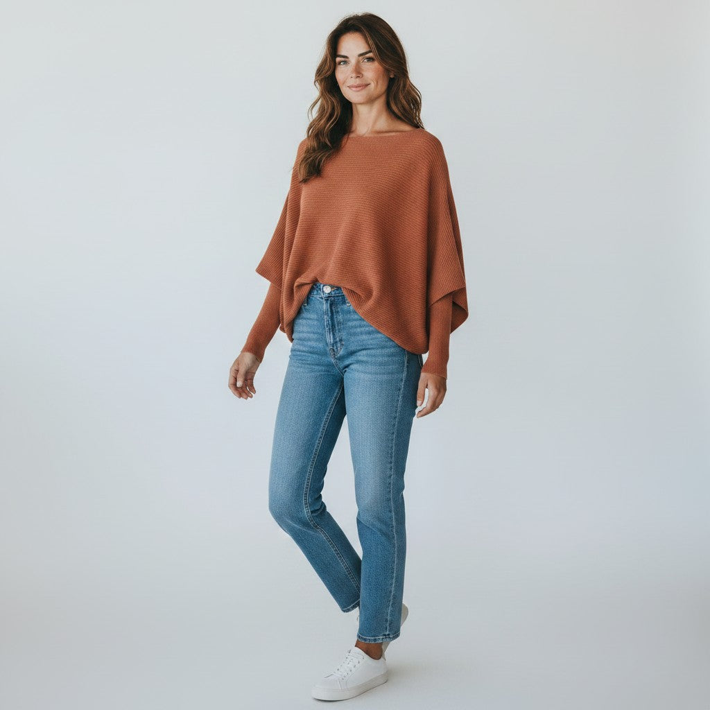 SR002 Off The Shoulder Sweater Rust