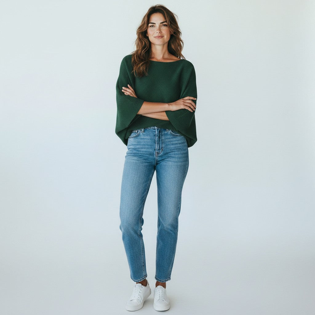 SR002 Off The Shoulder Sweater Green