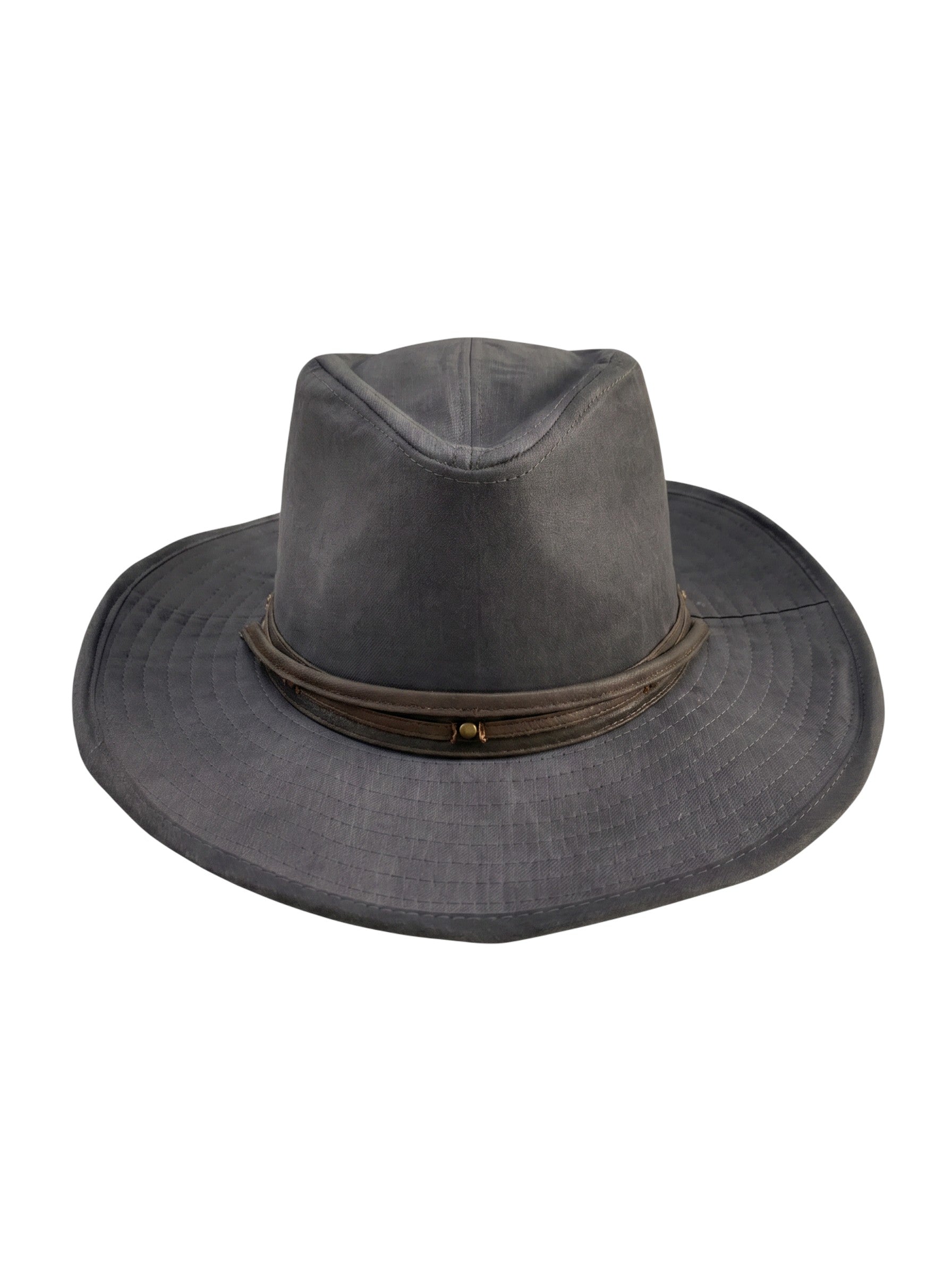 Color's Wholesale grey cotton-polyester blend cowboy hat with a brown leather-look band