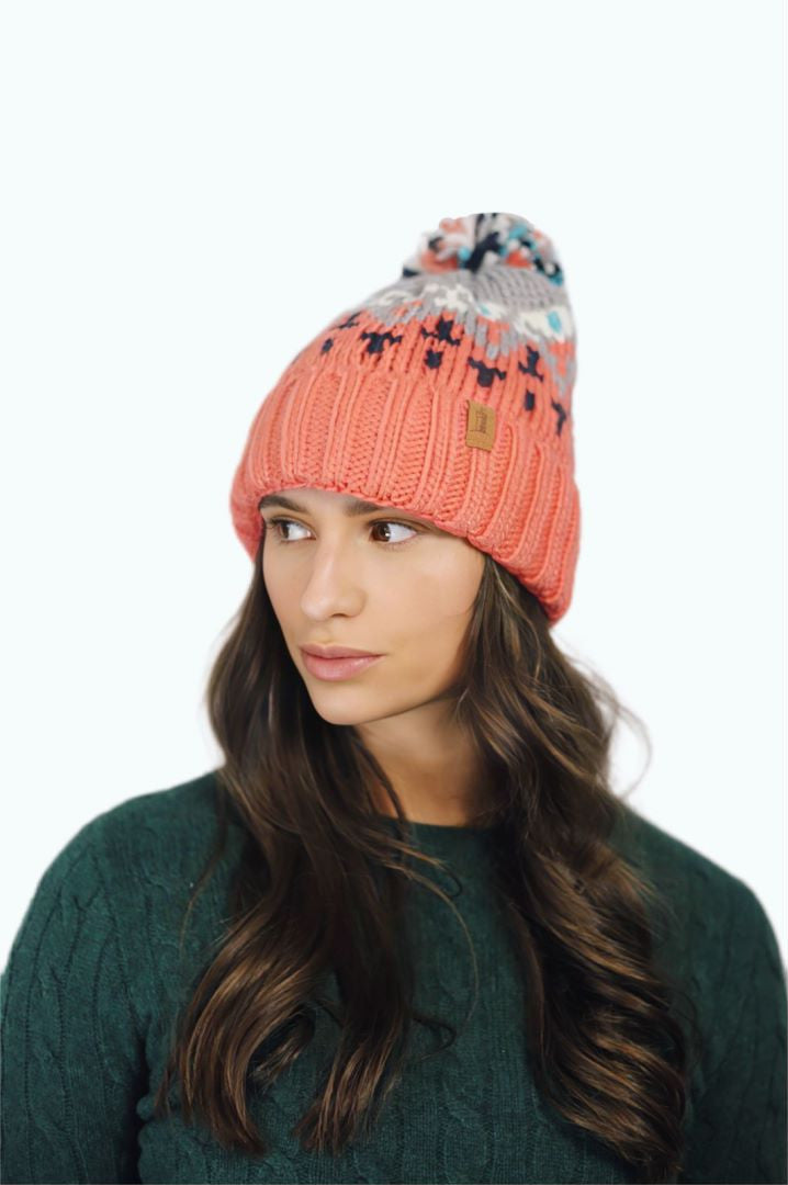 H00623 Colourful Knit Pom Beanie Orange