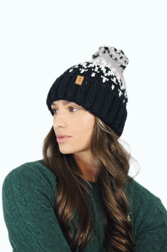 H00623 Colourful Knit Pom Beanie Black