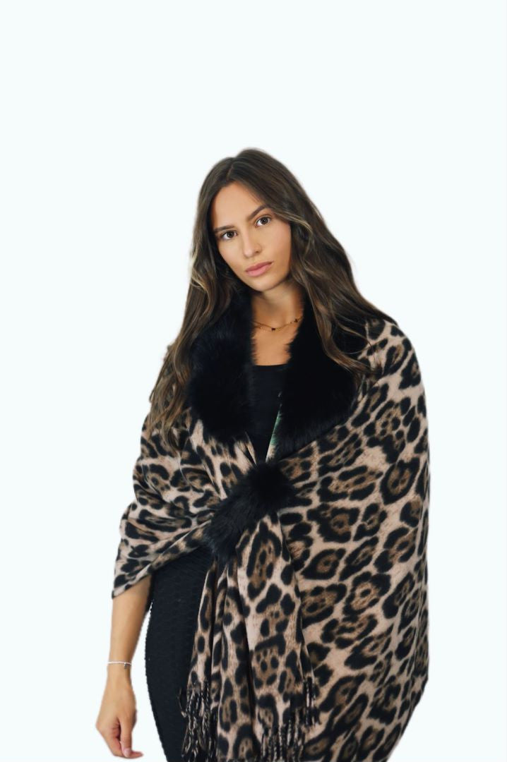 P007A Shawl Leopard Printed