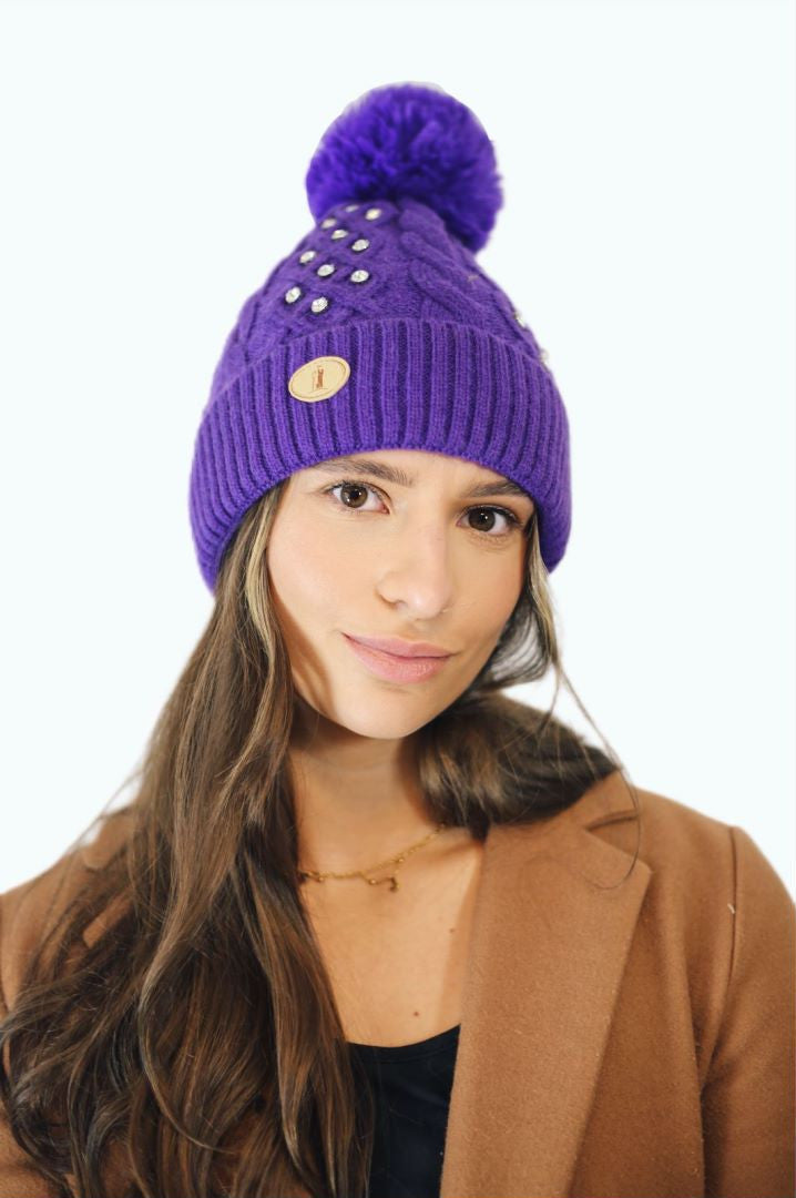 H00423 Glitter Pom Hat Purple