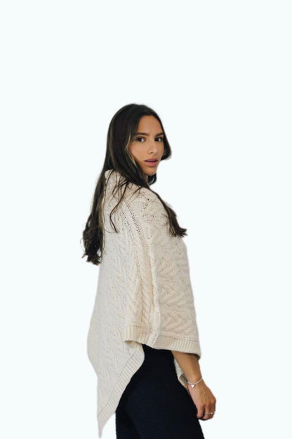 P005 Aran Poncho Cream