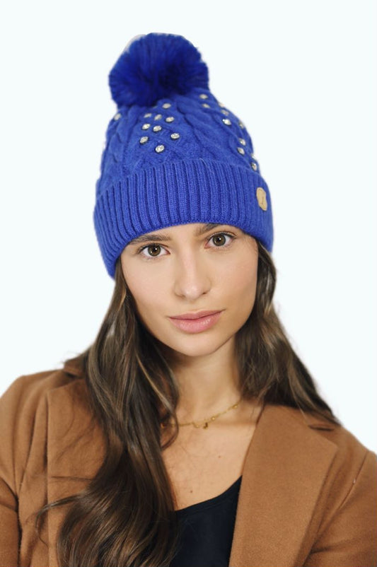 H00423 Glitter Pom Hat Blue