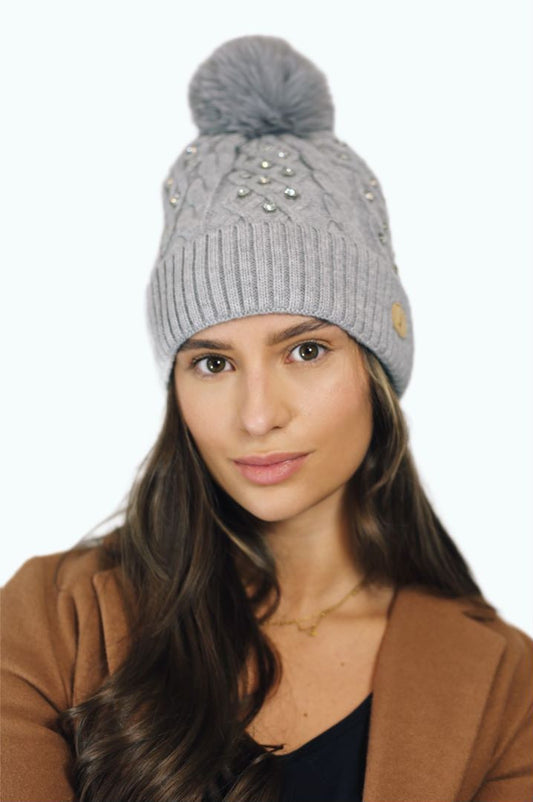 H00423 Glitter Pom Hat Grey