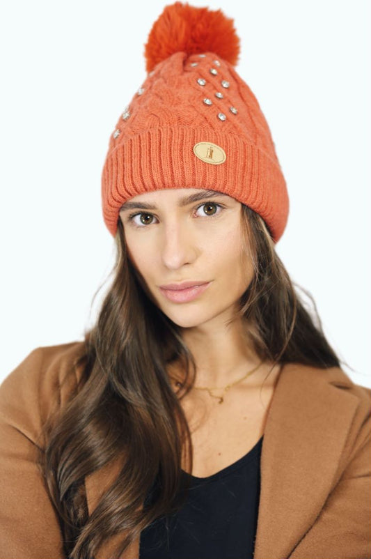 H00423 Glitter Pom Hat Orange